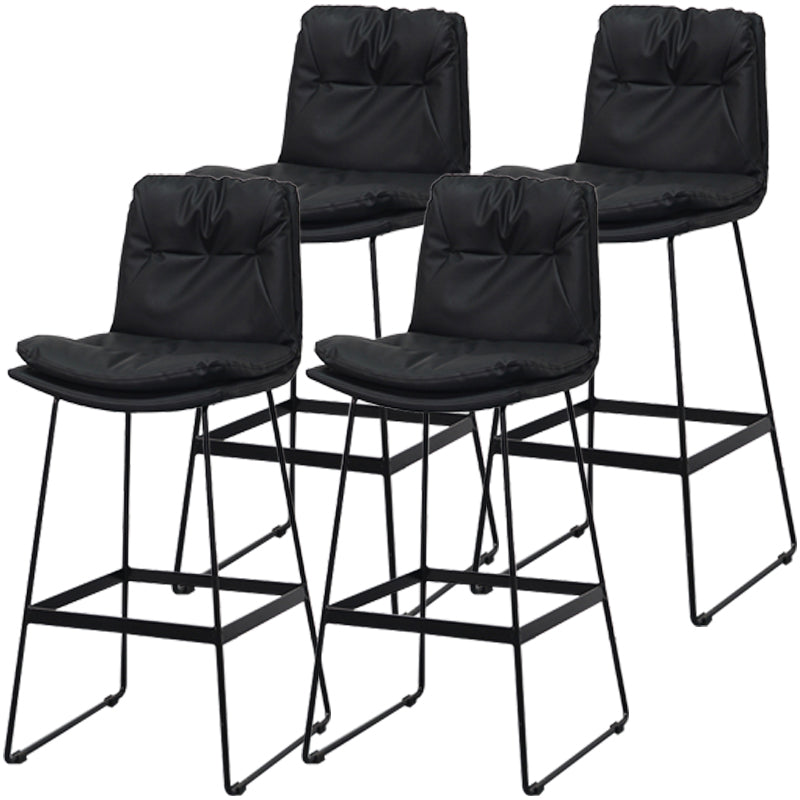Modern Armless Backrest Counter Stool Steel Bar Stool with Leather Cushion Black 4 Piece Set Clearhalo 'Bar Furniture' 'Bar Stools' 'bar_stools' 'furn' 'furn_bar_stools' 'furniture_bar_stools' 'Kitchen & Dining Furniture' 'kitchen&dining_furn' 'kitchen' 'kitchen_furn' Furniture' 4570848