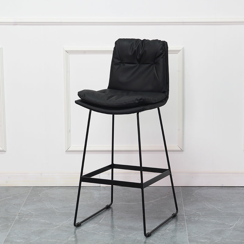 Modern Armless Backrest Counter Stool Steel Bar Stool with Leather Cushion Black 1 Piece Clearhalo 'Bar Furniture' 'Bar Stools' 'bar_stools' 'furn' 'furn_bar_stools' 'furniture_bar_stools' 'Kitchen & Dining Furniture' 'kitchen&dining_furn' 'kitchen' 'kitchen_furn' Furniture' 4570849