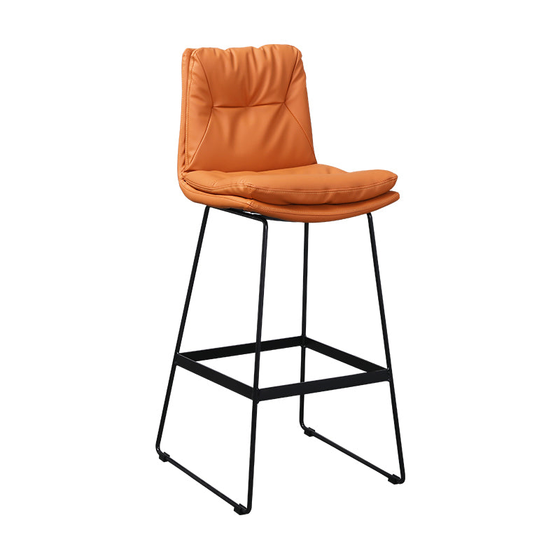Modern Armless Backrest Counter Stool Steel Bar Stool with Leather Cushion Clearhalo 'Bar Furniture' 'Bar Stools' 'bar_stools' 'furn' 'furn_bar_stools' 'furniture_bar_stools' 'Kitchen & Dining Furniture' 'kitchen&dining_furn' 'kitchen' 'kitchen_furn' Furniture' 4570850