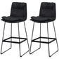 Modern Armless Backrest Counter Stool Steel Bar Stool with Leather Cushion Black 2 Piece Set Clearhalo 'Bar Furniture' 'Bar Stools' 'bar_stools' 'furn' 'furn_bar_stools' 'furniture_bar_stools' 'Kitchen & Dining Furniture' 'kitchen&dining_furn' 'kitchen' 'kitchen_furn' Furniture' 4570851
