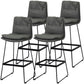 Modern Armless Backrest Counter Stool Steel Bar Stool with Leather Cushion Dark Gray 4 Piece Set Clearhalo 'Bar Furniture' 'Bar Stools' 'bar_stools' 'furn' 'furn_bar_stools' 'furniture_bar_stools' 'Kitchen & Dining Furniture' 'kitchen&dining_furn' 'kitchen' 'kitchen_furn' Furniture' 4570854