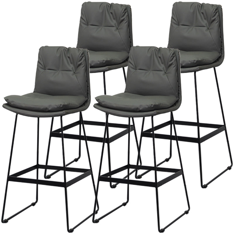 Modern Armless Backrest Counter Stool Steel Bar Stool with Leather Cushion Dark Gray 4 Piece Set Clearhalo 'Bar Furniture' 'Bar Stools' 'bar_stools' 'furn' 'furn_bar_stools' 'furniture_bar_stools' 'Kitchen & Dining Furniture' 'kitchen&dining_furn' 'kitchen' 'kitchen_furn' Furniture' 4570854