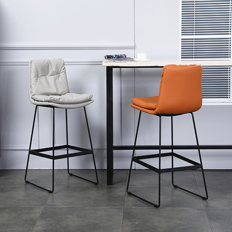 Modern Armless Backrest Counter Stool Steel Bar Stool with Leather Cushion Clearhalo 'Bar Furniture' 'Bar Stools' 'bar_stools' 'furn' 'furn_bar_stools' 'furniture_bar_stools' 'Kitchen & Dining Furniture' 'kitchen&dining_furn' 'kitchen' 'kitchen_furn' Furniture' 4570859