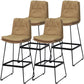 Modern Armless Backrest Counter Stool Steel Bar Stool with Leather Cushion Khaki 4 Piece Set Clearhalo 'Bar Furniture' 'Bar Stools' 'bar_stools' 'furn' 'furn_bar_stools' 'furniture_bar_stools' 'Kitchen & Dining Furniture' 'kitchen&dining_furn' 'kitchen' 'kitchen_furn' Furniture' 4570860