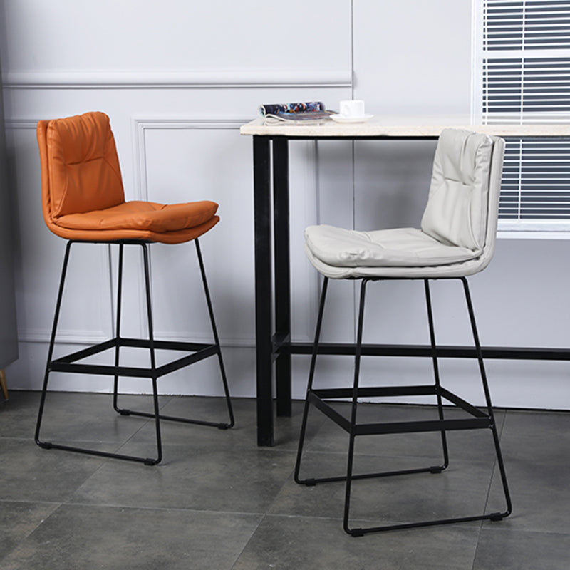 Modern Armless Backrest Counter Stool Steel Bar Stool with Leather Cushion Clearhalo 'Bar Furniture' 'Bar Stools' 'bar_stools' 'furn' 'furn_bar_stools' 'furniture_bar_stools' 'Kitchen & Dining Furniture' 'kitchen&dining_furn' 'kitchen' 'kitchen_furn' Furniture' 4570863