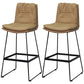 Modern Armless Backrest Counter Stool Steel Bar Stool with Leather Cushion Khaki 2 Piece Set Clearhalo 'Bar Furniture' 'Bar Stools' 'bar_stools' 'furn' 'furn_bar_stools' 'furniture_bar_stools' 'Kitchen & Dining Furniture' 'kitchen&dining_furn' 'kitchen' 'kitchen_furn' Furniture' 4570864