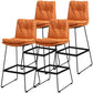 Modern Armless Backrest Counter Stool Steel Bar Stool with Leather Cushion Orange 4 Piece Set Clearhalo 'Bar Furniture' 'Bar Stools' 'bar_stools' 'furn' 'furn_bar_stools' 'furniture_bar_stools' 'Kitchen & Dining Furniture' 'kitchen&dining_furn' 'kitchen' 'kitchen_furn' Furniture' 4570866