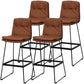 Modern Armless Backrest Counter Stool Steel Bar Stool with Leather Cushion Brown 4 Piece Set Clearhalo 'Bar Furniture' 'Bar Stools' 'bar_stools' 'furn' 'furn_bar_stools' 'furniture_bar_stools' 'Kitchen & Dining Furniture' 'kitchen&dining_furn' 'kitchen' 'kitchen_furn' Furniture' 4570869
