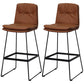 Modern Armless Backrest Counter Stool Steel Bar Stool with Leather Cushion Brown 2 Piece Set Clearhalo 'Bar Furniture' 'Bar Stools' 'bar_stools' 'furn' 'furn_bar_stools' 'furniture_bar_stools' 'Kitchen & Dining Furniture' 'kitchen&dining_furn' 'kitchen' 'kitchen_furn' Furniture' 4570871