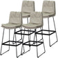 Modern Armless Backrest Counter Stool Steel Bar Stool with Leather Cushion Light Gray 4 Piece Set Clearhalo 'Bar Furniture' 'Bar Stools' 'bar_stools' 'furn' 'furn_bar_stools' 'furniture_bar_stools' 'Kitchen & Dining Furniture' 'kitchen&dining_furn' 'kitchen' 'kitchen_furn' Furniture' 4570872