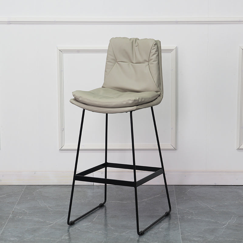 Modern Armless Backrest Counter Stool Steel Bar Stool with Leather Cushion Light Gray 1 Piece Clearhalo 'Bar Furniture' 'Bar Stools' 'bar_stools' 'furn' 'furn_bar_stools' 'furniture_bar_stools' 'Kitchen & Dining Furniture' 'kitchen&dining_furn' 'kitchen' 'kitchen_furn' Furniture' 4570873