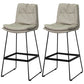 Modern Armless Backrest Counter Stool Steel Bar Stool with Leather Cushion Light Gray 2 Piece Set Clearhalo 'Bar Furniture' 'Bar Stools' 'bar_stools' 'furn' 'furn_bar_stools' 'furniture_bar_stools' 'Kitchen & Dining Furniture' 'kitchen&dining_furn' 'kitchen' 'kitchen_furn' Furniture' 4570874