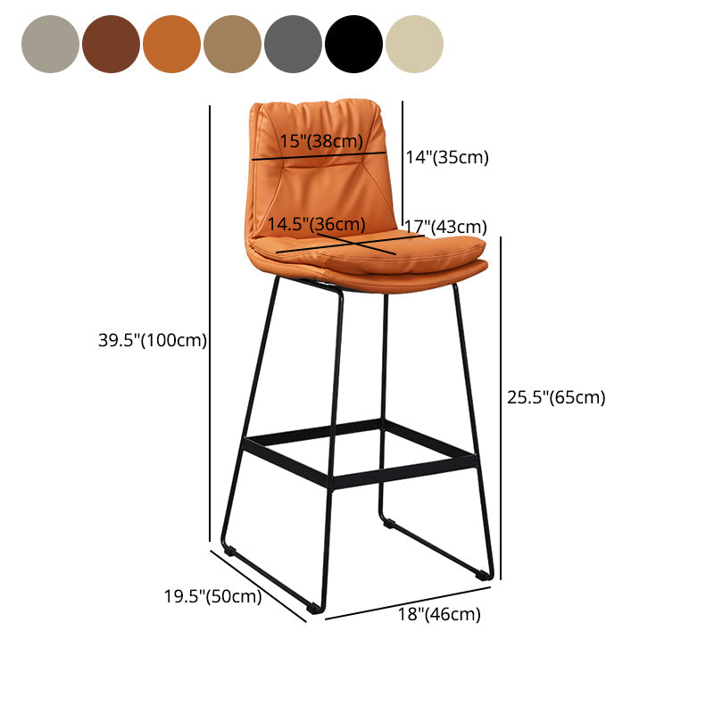 Modern Armless Backrest Counter Stool Steel Bar Stool with Leather Cushion Clearhalo 'Bar Furniture' 'Bar Stools' 'bar_stools' 'furn' 'furn_bar_stools' 'furniture_bar_stools' 'Kitchen & Dining Furniture' 'kitchen&dining_furn' 'kitchen' 'kitchen_furn' Furniture' 4570876