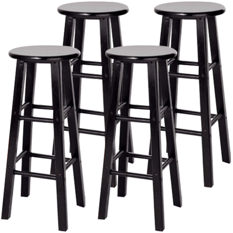 Modern Armless Backrest Counter Stool Wood Cashier Bar Stool with Wooden Seat and Pedal Black 4 Piece Set Clearhalo 'Bar Furniture' 'Bar Stools' 'bar_stools' 'furn' 'furn_bar_stools' 'furniture_bar_stools' 'Kitchen & Dining Furniture' 'kitchen&dining_furn' 'kitchen' 'kitchen_furn' Furniture' 4570879