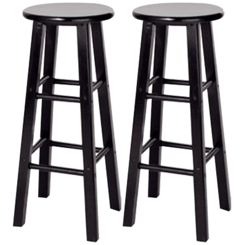 Modern Armless Backrest Counter Stool Wood Cashier Bar Stool with Wooden Seat and Pedal Black 2 Piece Set Clearhalo 'Bar Furniture' 'Bar Stools' 'bar_stools' 'furn' 'furn_bar_stools' 'furniture_bar_stools' 'Kitchen & Dining Furniture' 'kitchen&dining_furn' 'kitchen' 'kitchen_furn' Furniture' 4570883