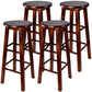 Modern Armless Backrest Counter Stool Wood Cashier Bar Stool with Wooden Seat and Pedal Walnut 4 Piece Set Clearhalo 'Bar Furniture' 'Bar Stools' 'bar_stools' 'furn' 'furn_bar_stools' 'furniture_bar_stools' 'Kitchen & Dining Furniture' 'kitchen&dining_furn' 'kitchen' 'kitchen_furn' Furniture' 4570885