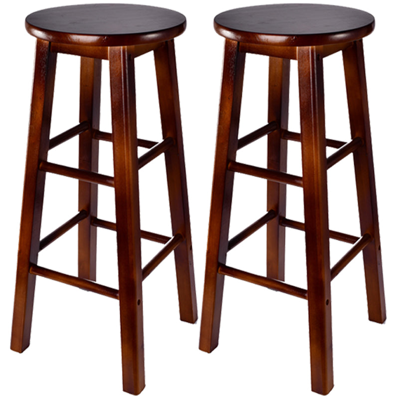 Modern Armless Backrest Counter Stool Wood Cashier Bar Stool with Wooden Seat and Pedal Walnut 2 Piece Set Clearhalo 'Bar Furniture' 'Bar Stools' 'bar_stools' 'furn' 'furn_bar_stools' 'furniture_bar_stools' 'Kitchen & Dining Furniture' 'kitchen&dining_furn' 'kitchen' 'kitchen_furn' Furniture' 4570888