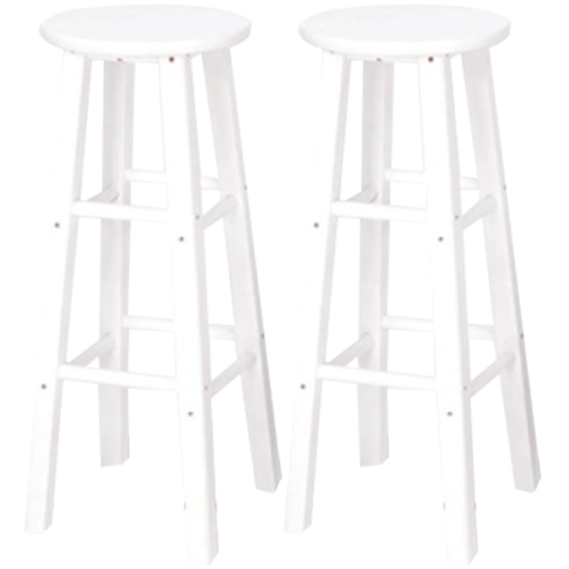 Modern Armless Backrest Counter Stool Wood Cashier Bar Stool with Wooden Seat and Pedal White 2 Piece Set Clearhalo 'Bar Furniture' 'Bar Stools' 'bar_stools' 'furn' 'furn_bar_stools' 'furniture_bar_stools' 'Kitchen & Dining Furniture' 'kitchen&dining_furn' 'kitchen' 'kitchen_furn' Furniture' 4570894
