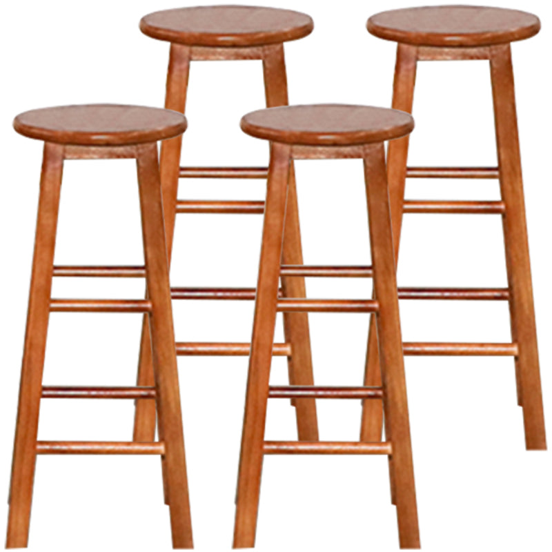Modern Armless Backrest Counter Stool Wood Cashier Bar Stool with Wooden Seat and Pedal Light Brown 4 Piece Set Clearhalo 'Bar Furniture' 'Bar Stools' 'bar_stools' 'furn' 'furn_bar_stools' 'furniture_bar_stools' 'Kitchen & Dining Furniture' 'kitchen&dining_furn' 'kitchen' 'kitchen_furn' Furniture' 4570897