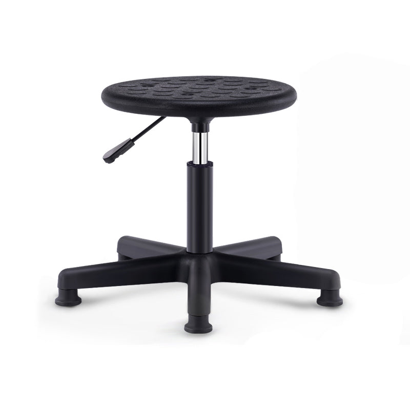 Modern Rotatable Adjustable Counter Stool Steel Lab Bar Stool with Leather Cushion Textured Black 1 Piece Clearhalo 'Bar Furniture' 'Bar Stools' 'bar_stools' 'furn' 'furn_bar_stools' 'furniture_bar_stools' 'Kitchen & Dining Furniture' 'kitchen&dining_furn' 'kitchen' 'kitchen_furn' Furniture' 4570910