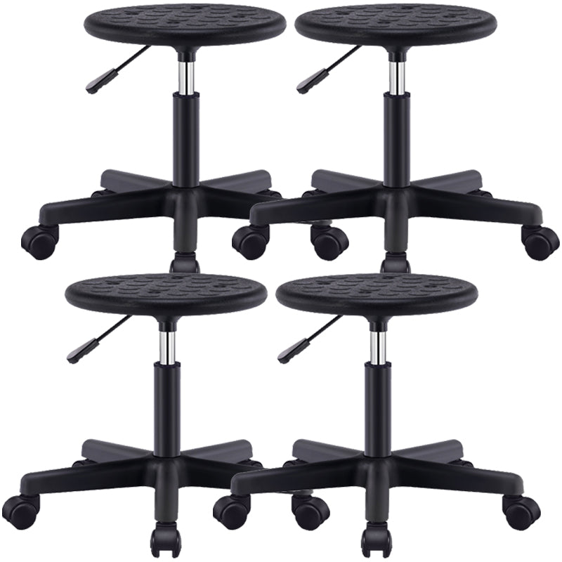 Modern Rotatable Adjustable Counter Stool Steel Lab Bar Stool with Leather Cushion Gloss Black 4 Piece Set Clearhalo 'Bar Furniture' 'Bar Stools' 'bar_stools' 'furn' 'furn_bar_stools' 'furniture_bar_stools' 'Kitchen & Dining Furniture' 'kitchen&dining_furn' 'kitchen' 'kitchen_furn' Furniture' 4570915