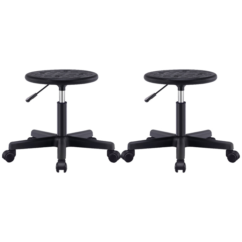 Modern Rotatable Adjustable Counter Stool Steel Lab Bar Stool with Leather Cushion Gloss Black 2 Piece Set Clearhalo 'Bar Furniture' 'Bar Stools' 'bar_stools' 'furn' 'furn_bar_stools' 'furniture_bar_stools' 'Kitchen & Dining Furniture' 'kitchen&dining_furn' 'kitchen' 'kitchen_furn' Furniture' 4570919