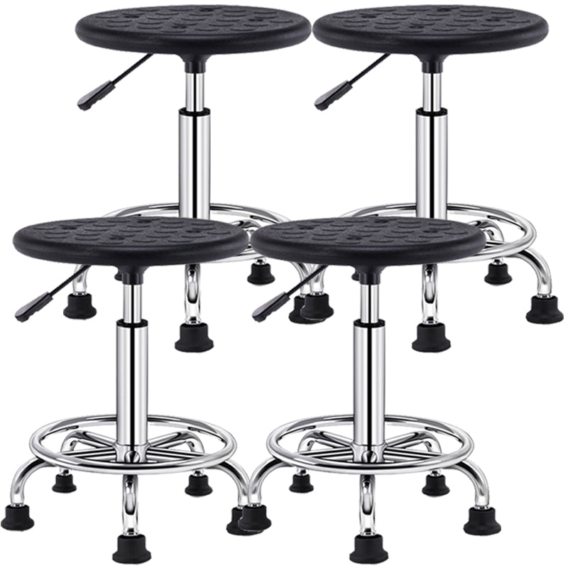 Modern Rotatable Adjustable Counter Stool Steel Lab Bar Stool with Leather Cushion Black 4 Piece Set Clearhalo 'Bar Furniture' 'Bar Stools' 'bar_stools' 'furn' 'furn_bar_stools' 'furniture_bar_stools' 'Kitchen & Dining Furniture' 'kitchen&dining_furn' 'kitchen' 'kitchen_furn' Furniture' 4570921