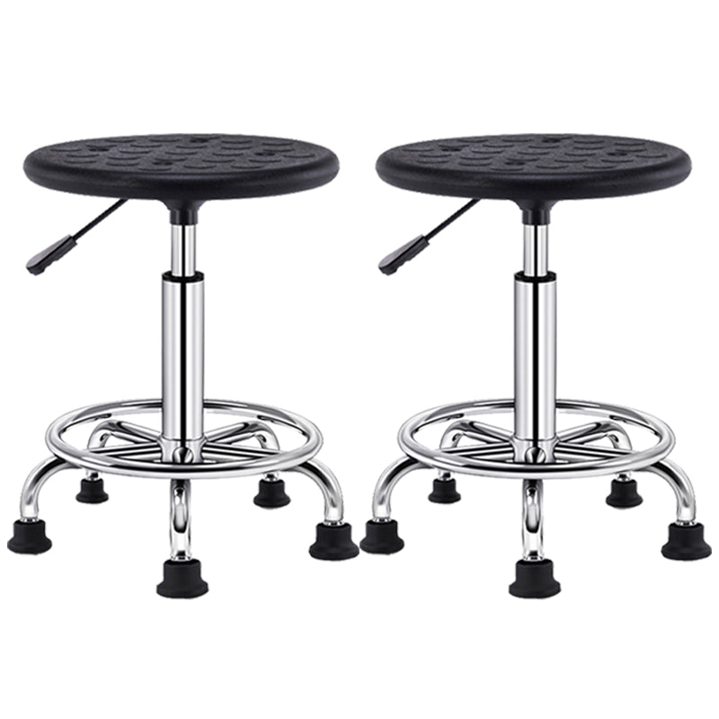 Modern Rotatable Adjustable Counter Stool Steel Lab Bar Stool with Leather Cushion Black 2 Piece Set Clearhalo 'Bar Furniture' 'Bar Stools' 'bar_stools' 'furn' 'furn_bar_stools' 'furniture_bar_stools' 'Kitchen & Dining Furniture' 'kitchen&dining_furn' 'kitchen' 'kitchen_furn' Furniture' 4570924