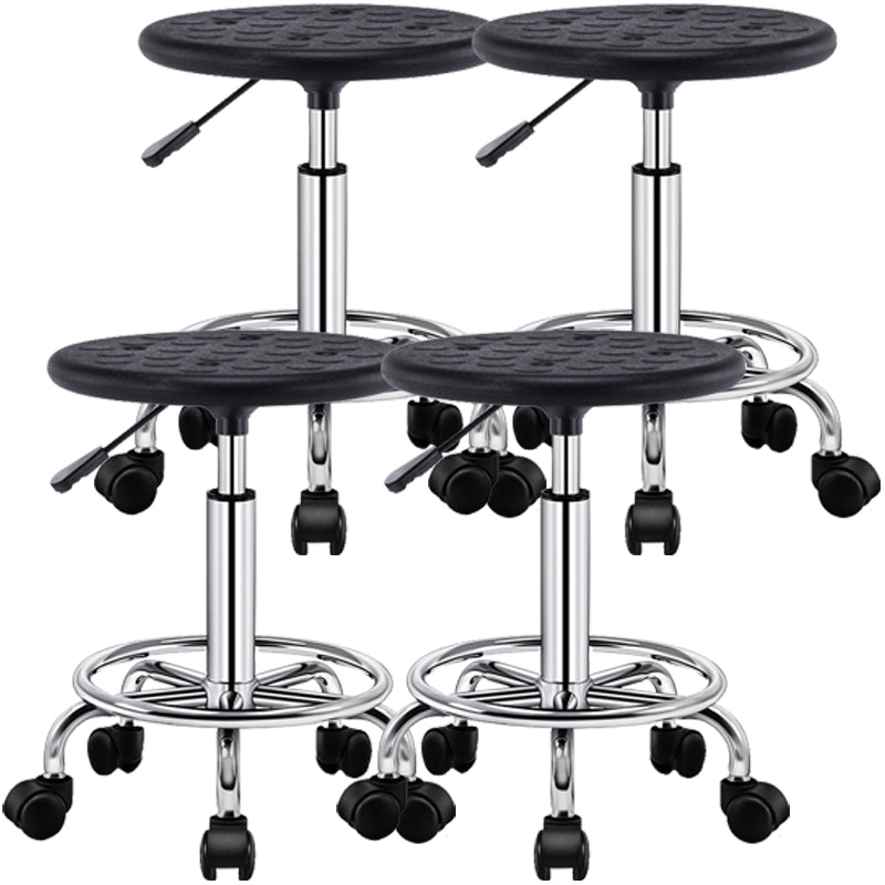 Modern Rotatable Adjustable Counter Stool Steel Lab Bar Stool with Leather Cushion Matte Black 4 Piece Set Clearhalo 'Bar Furniture' 'Bar Stools' 'bar_stools' 'furn' 'furn_bar_stools' 'furniture_bar_stools' 'Kitchen & Dining Furniture' 'kitchen&dining_furn' 'kitchen' 'kitchen_furn' Furniture' 4570925