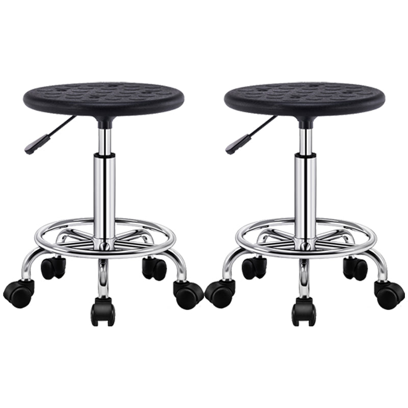 Modern Rotatable Adjustable Counter Stool Steel Lab Bar Stool with Leather Cushion Matte Black 2 Piece Set Clearhalo 'Bar Furniture' 'Bar Stools' 'bar_stools' 'furn' 'furn_bar_stools' 'furniture_bar_stools' 'Kitchen & Dining Furniture' 'kitchen&dining_furn' 'kitchen' 'kitchen_furn' Furniture' 4570927