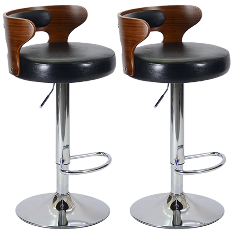 Industrial Style Bar Stool Round Leather Seat with Adjustable Height for Counter Bar Matte Black 2 Piece Set Clearhalo 'Bar Furniture' 'Bar Stools' 'bar_stools' 'furn' 'furn_bar_stools' 'furniture_bar_stools' 'Kitchen & Dining Furniture' 'kitchen&dining_furn' 'kitchen' 'kitchen_furn' Furniture' 4571013