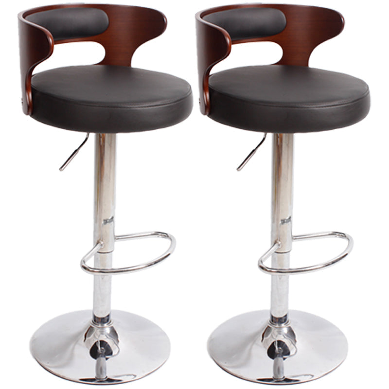 Industrial Style Bar Stool Round Leather Seat with Adjustable Height for Counter Bar Textured Black 2 Piece Set Clearhalo 'Bar Furniture' 'Bar Stools' 'bar_stools' 'furn' 'furn_bar_stools' 'furniture_bar_stools' 'Kitchen & Dining Furniture' 'kitchen&dining_furn' 'kitchen' 'kitchen_furn' Furniture' 4571022