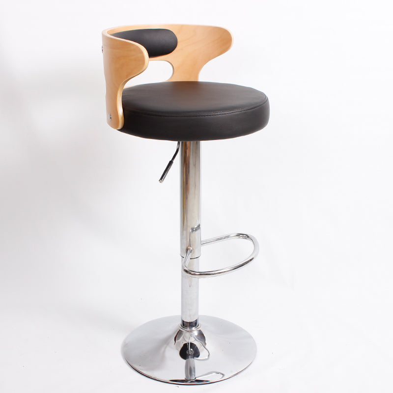 Industrial Style Bar Stool Round Leather Seat with Adjustable Height for Counter Bar Antique Black 1 Piece Clearhalo 'Bar Furniture' 'Bar Stools' 'bar_stools' 'furn' 'furn_bar_stools' 'furniture_bar_stools' 'Kitchen & Dining Furniture' 'kitchen&dining_furn' 'kitchen' 'kitchen_furn' Furniture' 4571024