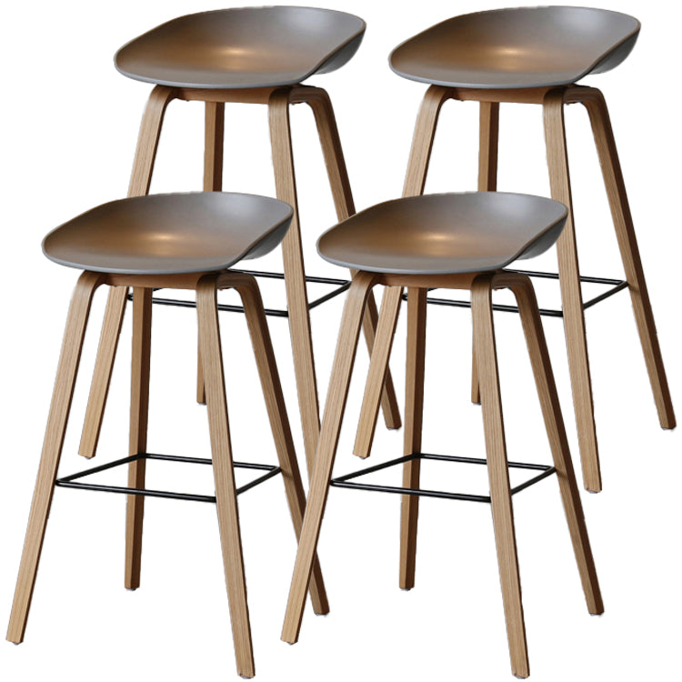 Scandinavia Style Bar Stool Wooden Legs PP Bucket Seat for Counter Bar Grey Natural 4 Piece Set Clearhalo 'Bar Furniture' 'Bar Stools' 'bar_stools' 'furn' 'furn_bar_stools' 'furniture_bar_stools' 'Kitchen & Dining Furniture' 'kitchen&dining_furn' 'kitchen' 'kitchen_furn' Furniture' 4571031