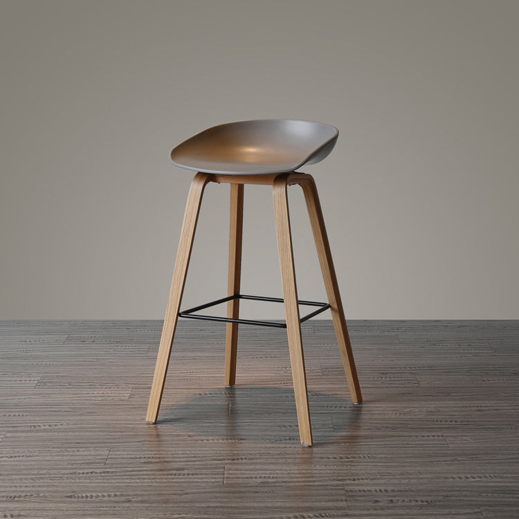Scandinavia Style Bar Stool Wooden Legs PP Bucket Seat for Counter Bar Grey Natural 1 Piece Clearhalo 'Bar Furniture' 'Bar Stools' 'bar_stools' 'furn' 'furn_bar_stools' 'furniture_bar_stools' 'Kitchen & Dining Furniture' 'kitchen&dining_furn' 'kitchen' 'kitchen_furn' Furniture' 4571033