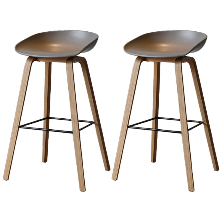 Scandinavia Style Bar Stool Wooden Legs PP Bucket Seat for Counter Bar Grey Natural 2 Piece Set Clearhalo 'Bar Furniture' 'Bar Stools' 'bar_stools' 'furn' 'furn_bar_stools' 'furniture_bar_stools' 'Kitchen & Dining Furniture' 'kitchen&dining_furn' 'kitchen' 'kitchen_furn' Furniture' 4571035