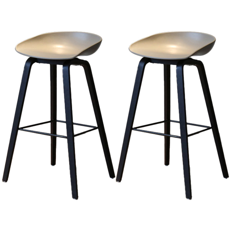 Scandinavia Style Bar Stool Wooden Legs PP Bucket Seat for Counter Bar Grey Black 2 Piece Set Clearhalo 'Bar Furniture' 'Bar Stools' 'bar_stools' 'furn' 'furn_bar_stools' 'furniture_bar_stools' 'Kitchen & Dining Furniture' 'kitchen&dining_furn' 'kitchen' 'kitchen_furn' Furniture' 4571041