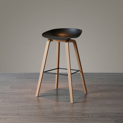 Scandinavia Style Bar Stool Wooden Legs PP Bucket Seat for Counter Bar Black Natural 1 Piece Clearhalo 'Bar Furniture' 'Bar Stools' 'bar_stools' 'furn' 'furn_bar_stools' 'furniture_bar_stools' 'Kitchen & Dining Furniture' 'kitchen&dining_furn' 'kitchen' 'kitchen_furn' Furniture' 4571044