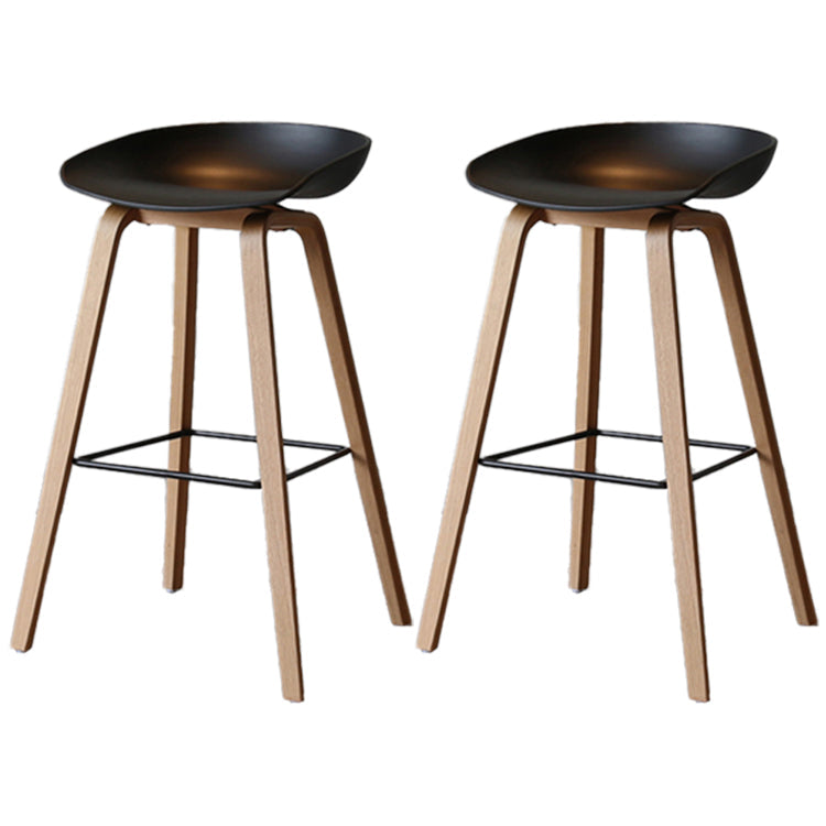 Scandinavia Style Bar Stool Wooden Legs PP Bucket Seat for Counter Bar Black Natural 2 Piece Set Clearhalo 'Bar Furniture' 'Bar Stools' 'bar_stools' 'furn' 'furn_bar_stools' 'furniture_bar_stools' 'Kitchen & Dining Furniture' 'kitchen&dining_furn' 'kitchen' 'kitchen_furn' Furniture' 4571046