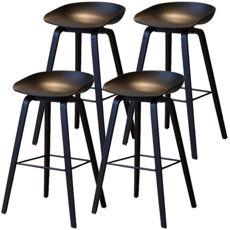 Scandinavia Style Bar Stool Wooden Legs PP Bucket Seat for Counter Bar Black Black 4 Piece Set Clearhalo 'Bar Furniture' 'Bar Stools' 'bar_stools' 'furn' 'furn_bar_stools' 'furniture_bar_stools' 'Kitchen & Dining Furniture' 'kitchen&dining_furn' 'kitchen' 'kitchen_furn' Furniture' 4571047