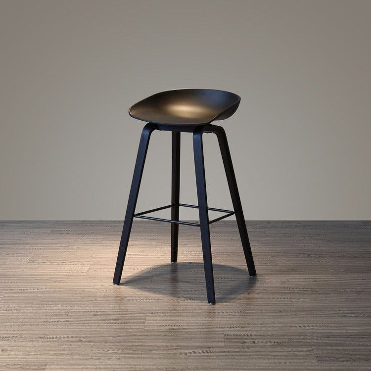 Scandinavia Style Bar Stool Wooden Legs PP Bucket Seat for Counter Bar Black Black 1 Piece Clearhalo 'Bar Furniture' 'Bar Stools' 'bar_stools' 'furn' 'furn_bar_stools' 'furniture_bar_stools' 'Kitchen & Dining Furniture' 'kitchen&dining_furn' 'kitchen' 'kitchen_furn' Furniture' 4571048