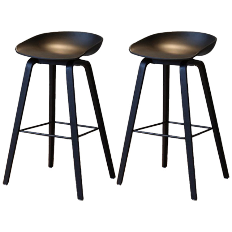 Scandinavia Style Bar Stool Wooden Legs PP Bucket Seat for Counter Bar Black Black 2 Piece Set Clearhalo 'Bar Furniture' 'Bar Stools' 'bar_stools' 'furn' 'furn_bar_stools' 'furniture_bar_stools' 'Kitchen & Dining Furniture' 'kitchen&dining_furn' 'kitchen' 'kitchen_furn' Furniture' 4571049
