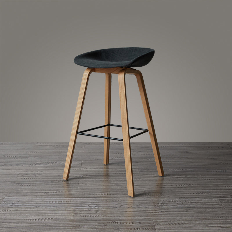 Scandinavia Style Bar Stool Wooden Legs PP Bucket Seat for Counter Bar Dark Gray Natural 1 Piece Clearhalo 'Bar Furniture' 'Bar Stools' 'bar_stools' 'furn' 'furn_bar_stools' 'furniture_bar_stools' 'Kitchen & Dining Furniture' 'kitchen&dining_furn' 'kitchen' 'kitchen_furn' Furniture' 4571051