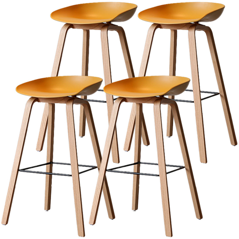 Scandinavia Style Bar Stool Wooden Legs PP Bucket Seat for Counter Bar Ginger Natural 4 Piece Set Clearhalo 'Bar Furniture' 'Bar Stools' 'bar_stools' 'furn' 'furn_bar_stools' 'furniture_bar_stools' 'Kitchen & Dining Furniture' 'kitchen&dining_furn' 'kitchen' 'kitchen_furn' Furniture' 4571056