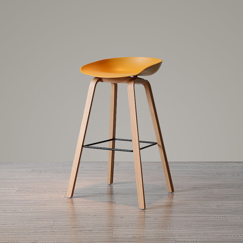 Scandinavia Style Bar Stool Wooden Legs PP Bucket Seat for Counter Bar Ginger Natural 1 Piece Clearhalo 'Bar Furniture' 'Bar Stools' 'bar_stools' 'furn' 'furn_bar_stools' 'furniture_bar_stools' 'Kitchen & Dining Furniture' 'kitchen&dining_furn' 'kitchen' 'kitchen_furn' Furniture' 4571057