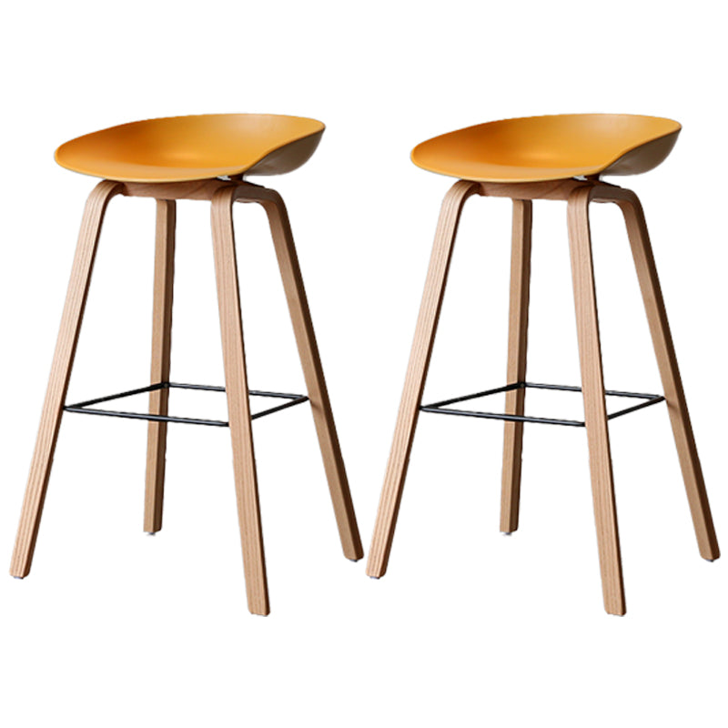 Scandinavia Style Bar Stool Wooden Legs PP Bucket Seat for Counter Bar Ginger Natural 2 Piece Set Clearhalo 'Bar Furniture' 'Bar Stools' 'bar_stools' 'furn' 'furn_bar_stools' 'furniture_bar_stools' 'Kitchen & Dining Furniture' 'kitchen&dining_furn' 'kitchen' 'kitchen_furn' Furniture' 4571058