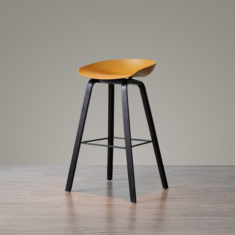 Scandinavia Style Bar Stool Wooden Legs PP Bucket Seat for Counter Bar Ginger Black 1 Piece Clearhalo 'Bar Furniture' 'Bar Stools' 'bar_stools' 'furn' 'furn_bar_stools' 'furniture_bar_stools' 'Kitchen & Dining Furniture' 'kitchen&dining_furn' 'kitchen' 'kitchen_furn' Furniture' 4571060