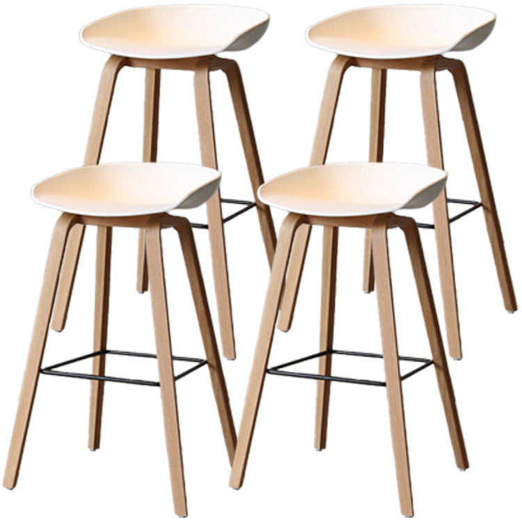 Scandinavia Style Bar Stool Wooden Legs PP Bucket Seat for Counter Bar White Natural 4 Piece Set Clearhalo 'Bar Furniture' 'Bar Stools' 'bar_stools' 'furn' 'furn_bar_stools' 'furniture_bar_stools' 'Kitchen & Dining Furniture' 'kitchen&dining_furn' 'kitchen' 'kitchen_furn' Furniture' 4571062