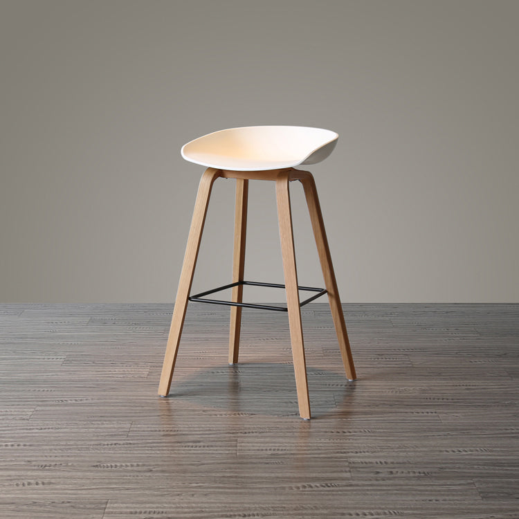 Scandinavia Style Bar Stool Wooden Legs PP Bucket Seat for Counter Bar White Natural 1 Piece Clearhalo 'Bar Furniture' 'Bar Stools' 'bar_stools' 'furn' 'furn_bar_stools' 'furniture_bar_stools' 'Kitchen & Dining Furniture' 'kitchen&dining_furn' 'kitchen' 'kitchen_furn' Furniture' 4571063