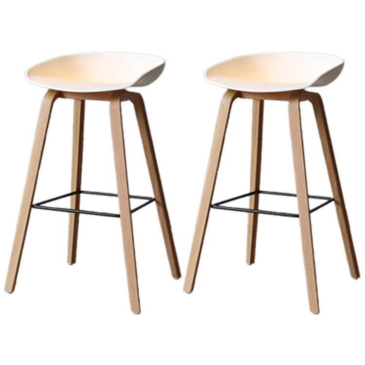 Scandinavia Style Bar Stool Wooden Legs PP Bucket Seat for Counter Bar White Natural 2 Piece Set Clearhalo 'Bar Furniture' 'Bar Stools' 'bar_stools' 'furn' 'furn_bar_stools' 'furniture_bar_stools' 'Kitchen & Dining Furniture' 'kitchen&dining_furn' 'kitchen' 'kitchen_furn' Furniture' 4571064